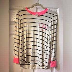 7th RAY NWT Top White Striped Pink Trim Jersey Size Medium
